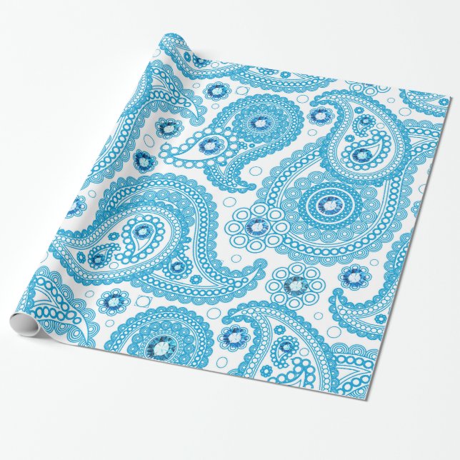 Paisley And Diamonds Wrapping Paper (Unrolled)