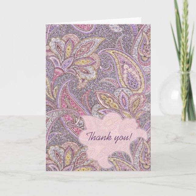 Paisley and flower pattern thank you card (Front)