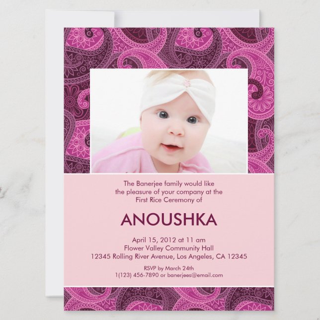 Paisley Annaprashan (First Rice) Invitation (Front)