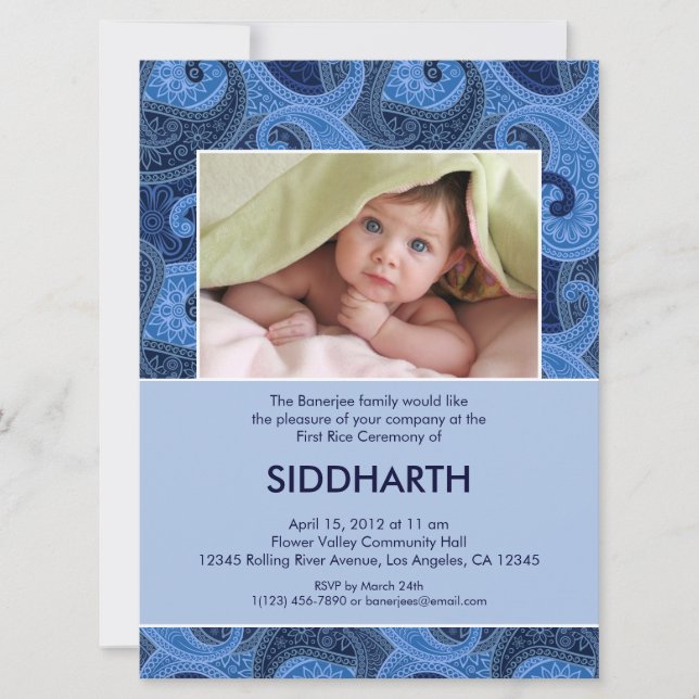 Paisley Annaprashan (First Rice) Invitation (Front)