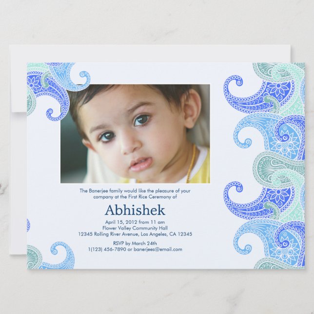Paisley Annaprashan (First Rice) Invitation (Front)