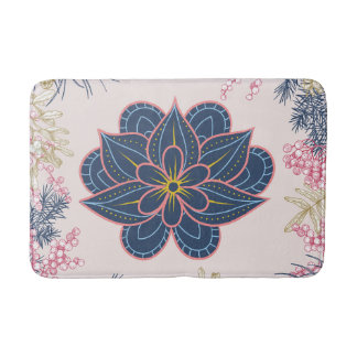 Paisley Art, Blue and Purple Graphic Artwork Bath Mat