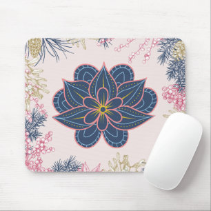 Paisley Art, Blue and Purple Graphic Mouse Pad