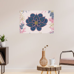 Paisley Art, Blue and Purple Graphic Poster