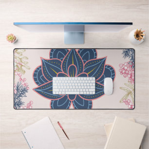 Paisley Art, Blue and Purple Pattern Graphic Desk Mat