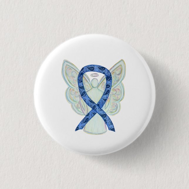 Paisley Awareness Ribbon Angel Art Pin Buttons (Front)