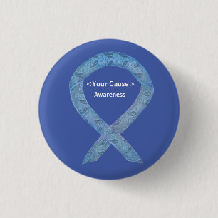Paisley Awareness Ribbon Custom Art Pin Buttons