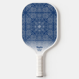 Paisley Bandanna Pattern Personalised Name Text Pickleball Paddle