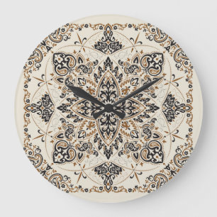 Paisley Bandanna Print Silk Design Large Clock