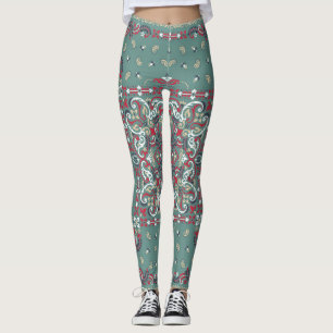 Paisley Bandanna Print: Silk Neck Scarf Leggings
