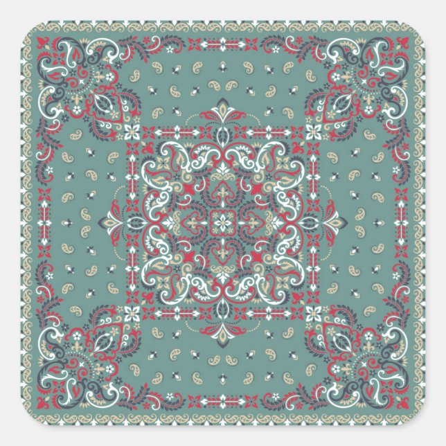 Paisley Bandanna Print: Silk Neck Scarf Square Sticker (Front)
