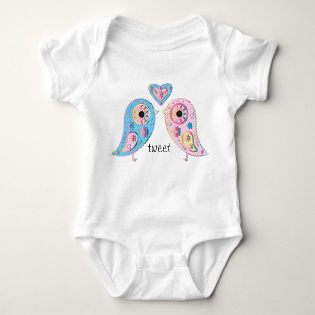 Paisley Birds Baby Bodysuit (Front)