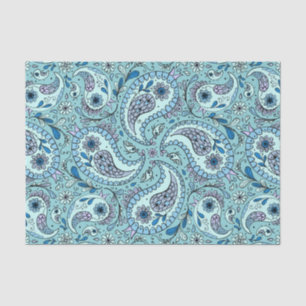 Paisley birds in baby blue tissue paper