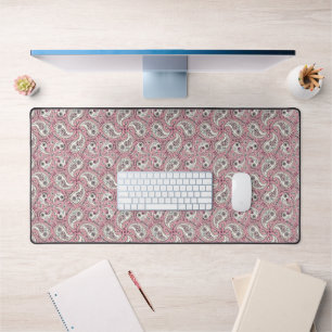 Paisley birds in baby pink desk mat