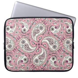 Paisley birds in baby pink laptop sleeve