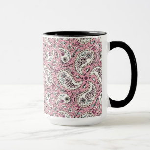 Paisley birds in baby pink mug