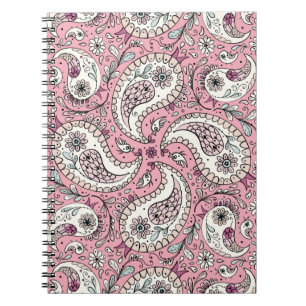 Paisley birds in baby pink notebook