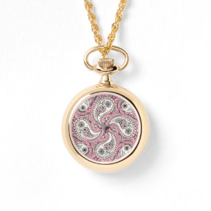Paisley birds in baby pink watch