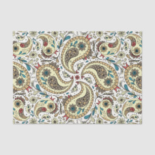 Paisley birds in yellow/brown and white tissue paper