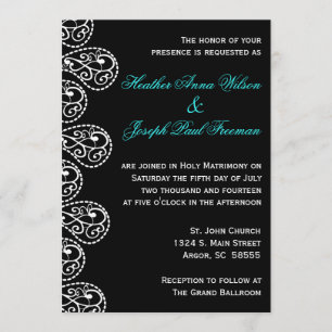 Paisley Black and White Wedding Invitation