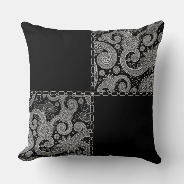 Paisley Black Chained Cushion (Front)