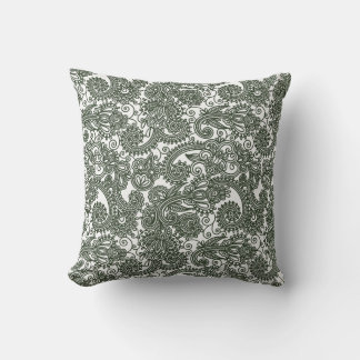 Paisley Black White Detailed Lace Pattern Cushion