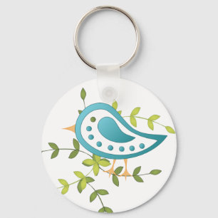 Paisley Blue Bird of Happiness Key Ring