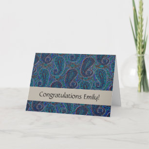 Paisley Blue Indian Boho Classic Vintage Card