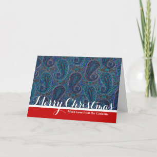 Paisley Blue Indian Boho Classic Vintage Holiday Card