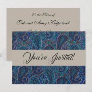 Paisley Blue Indian Boho Classic Vintage Invitation