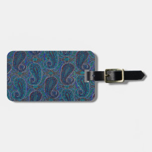 Paisley Blue Indian Boho Classic Vintage Luggage Tag