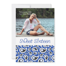 Paisley Blueberry Sweet Sixteen Invitation