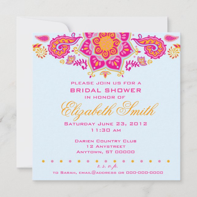 Paisley Bridal Shower Invitation (Front)