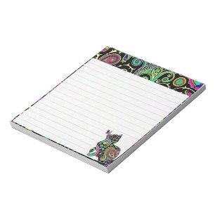 Paisley cat and butterfly notepad