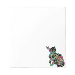 Paisley cat and butterfly notepad