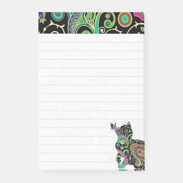 Paisley cat and butterfly post-it notes (Front)