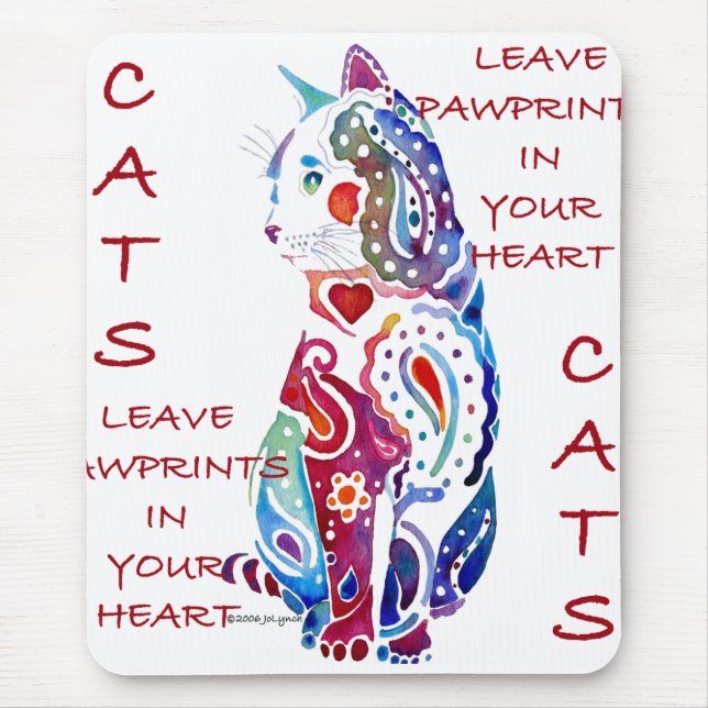 Paisley Cat in Blue & Purple Mouse Pad (Front)