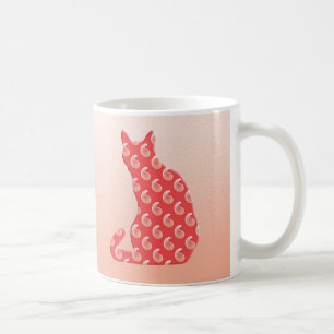 Paisley Cat - shades of coral orange Coffee Mug