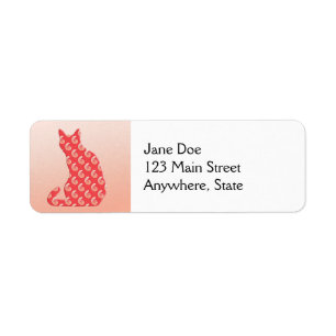 Paisley Cat - shades of coral orange Return Address Label