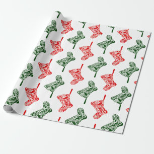 Paisley Christmas Stockings Wrapping Paper