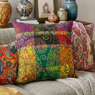 paisley colour block cushion