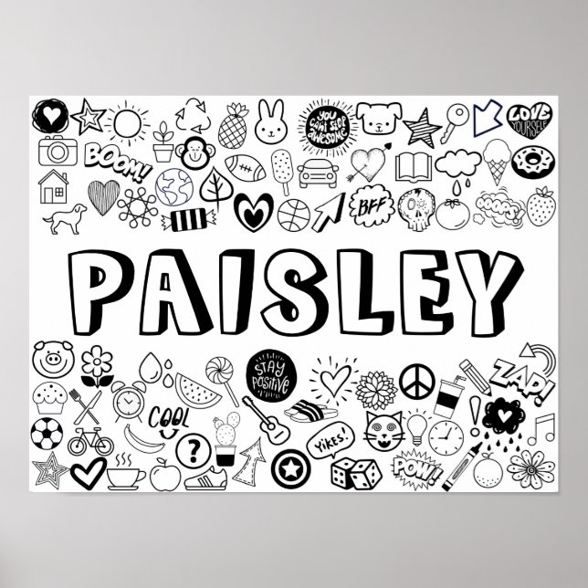 'PAISLEY' Colour-it-Yourself Outline Design Poster (Front)
