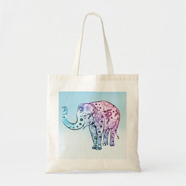 Paisley Colourful Elephant Tote Bag (Front)