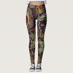 Paisley Colourful Textile: Ethnic Vintage Design Leggings