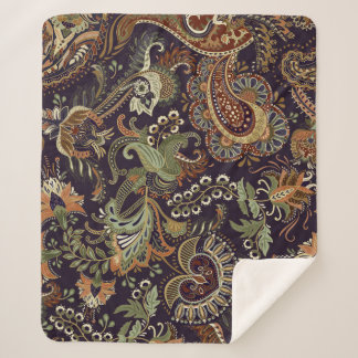 Paisley Colourful Textile: Ethnic Vintage Design Sherpa Blanket