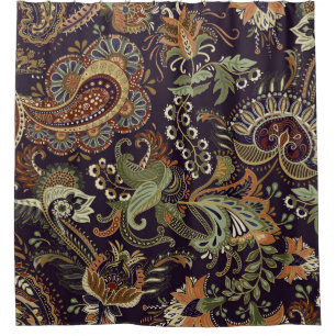 Paisley Colourful Textile: Ethnic Vintage Design Shower Curtain