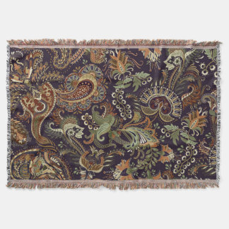 Paisley Colourful Textile: Ethnic Vintage Design Throw Blanket