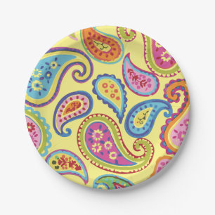 Paisley Cute Colourful 1st Birthday Party Paper Plate