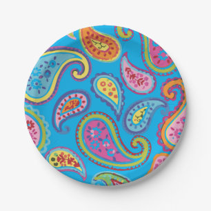 Paisley Cute Colourful 1st Birthday Party Paper Plate