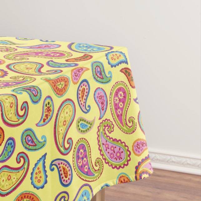 Paisley Cute Colourful 1st Birthday Party Tablecloth (In Situ)